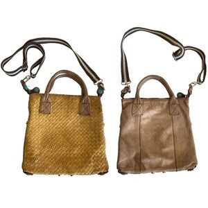 GABS Convertible Tan Brown Leather Crossbody Shoulder Bag Made Italy